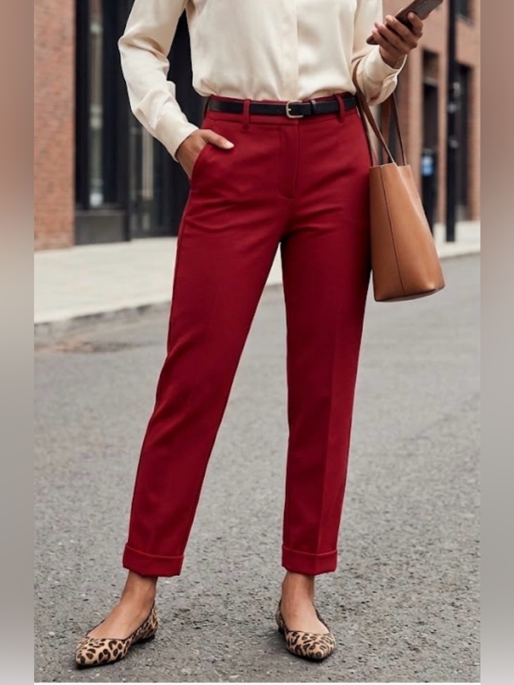 Ann Taylor Women's Petite Dress Pants Size 2P Red Straight Leg Mid Rise, NEW